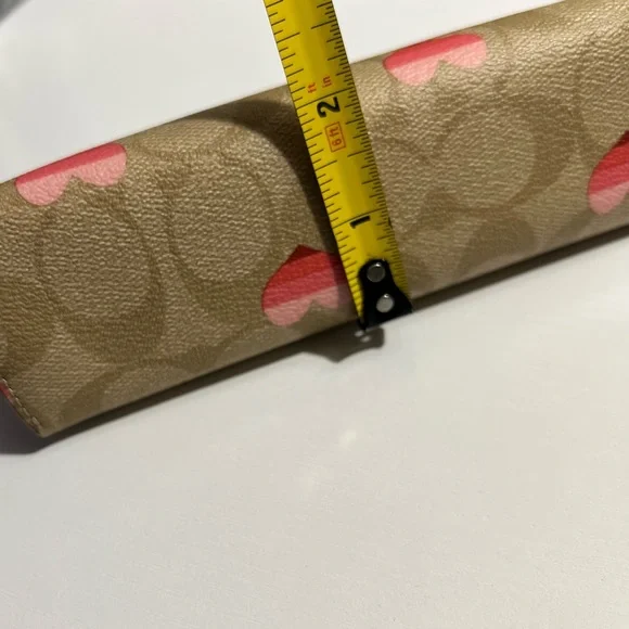 Coach Pencil Case In Signature Canvas with Stripe Heart Print - Picture 11 of 12